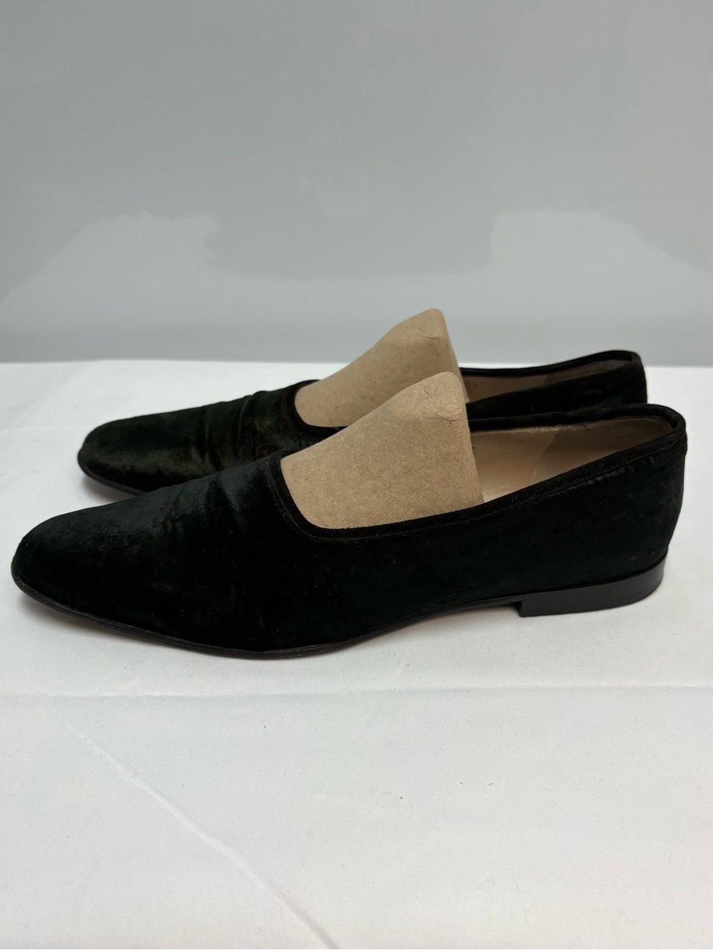 Salvatore Ferragamo Black Velvet Venetian Loafers Smoking Flats Size 7.5 C - Picture 4 of 10
